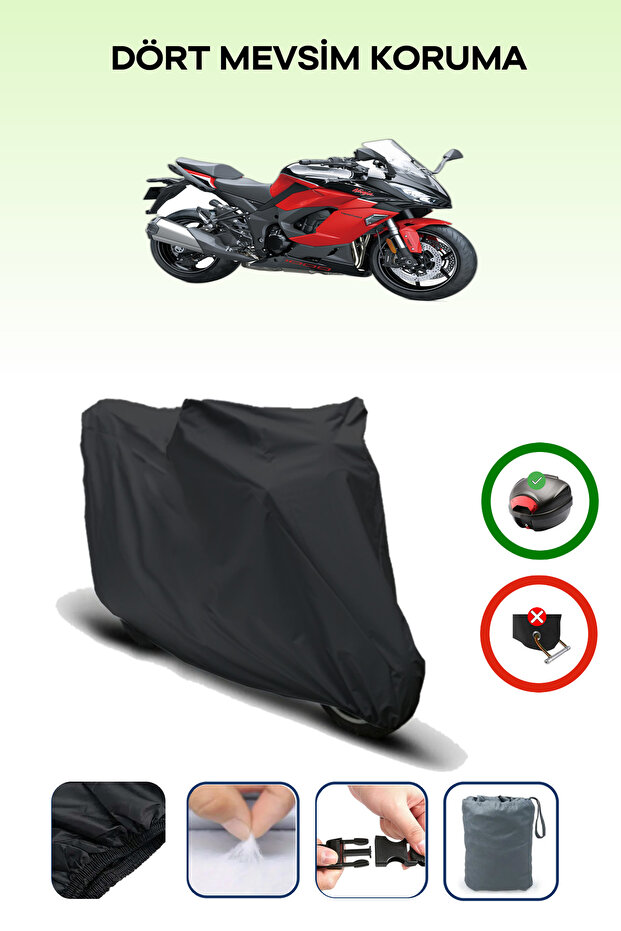 FOR Kawasaki Ninja 1000 SX BLACK MOTORCYCLE BRAND REAR BAG UNCOMPATIBLE