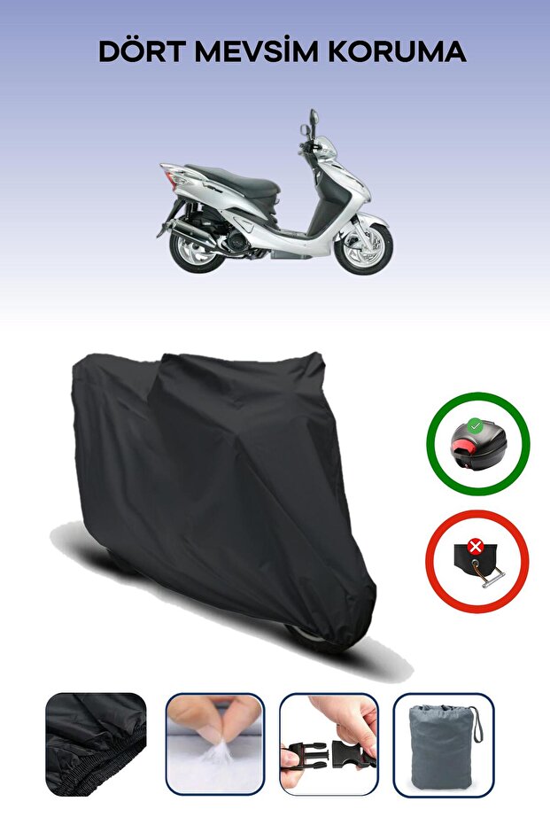 Black Rear Bag Compatible Sym Vs 150 Compatible Motorcycle Tarpaulin Motor Cover