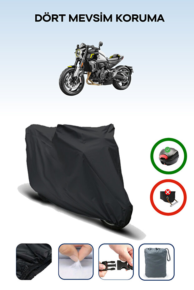 Black Rear Bag Compatible Cfmoto 700Cl-X Sport Compatible Motorcycle Canvas Motor Cover