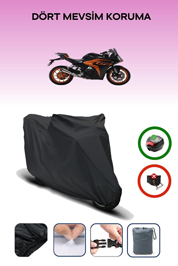 Black Rear Bag Compatible Arora Gp 250 Compatible Motorcycle Tarpaulin Motor Cover