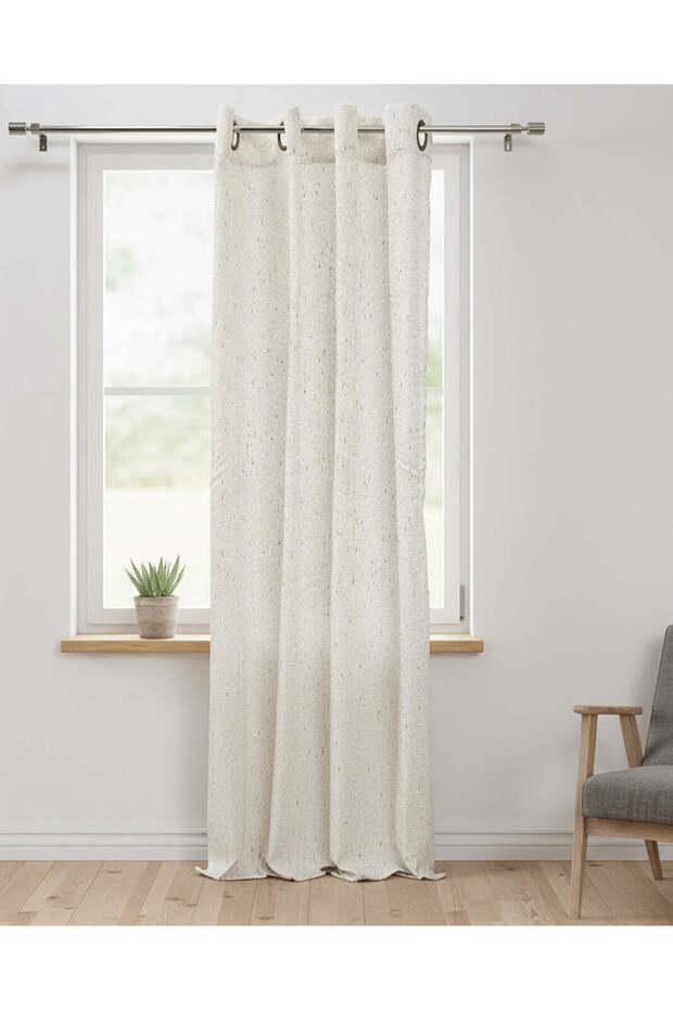 Ivory Textured Sheer Curtain (Single Piece)