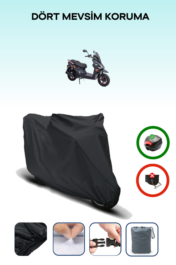 Black Rear Bag Compatible Altai F2Max 50 Plus Compatible Motorcycle Tarpaulin Motor Cover