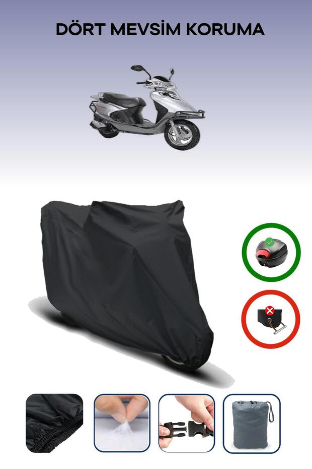 Black Rear Bag Compatible Kuba Gs 125 Compatible Motorcycle Tarpaulin Motor Cover