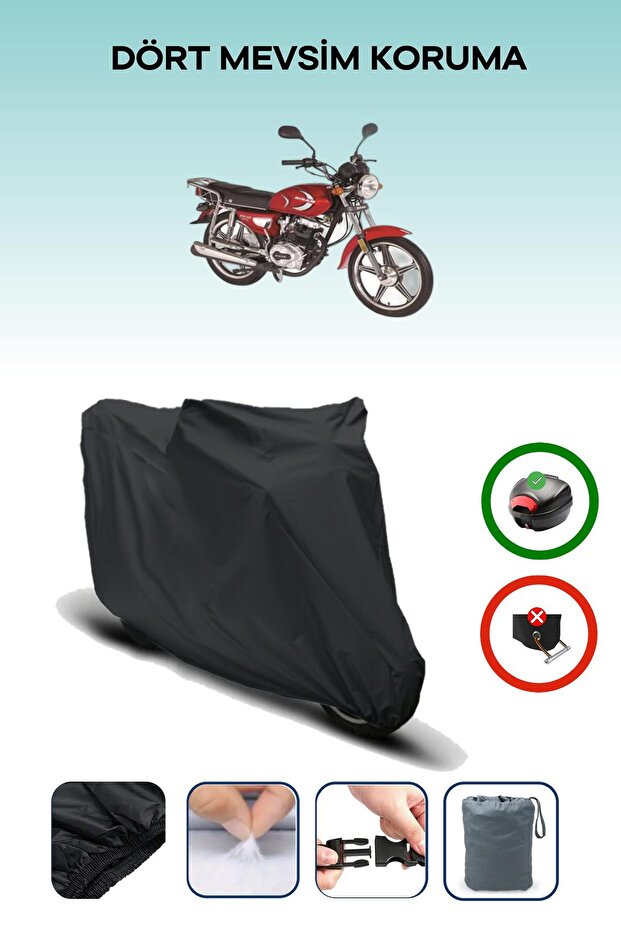 Black Rear Bag Compatible Bisan Toprak Wrc 125 Compatible Motorcycle Tarpaulin Motor Cover