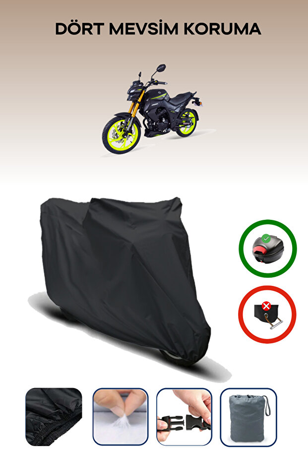 Black Rear Bag Compatible Arora Mt 125 Compatible Motorcycle Tarpaulin Motor Cover