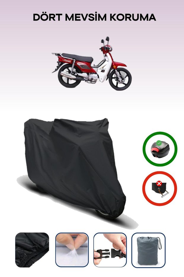 Black Rear Bag Compatible Kanuni Trodon XS 50 Compatible Motorcycle Tarpaulin Motor Cover