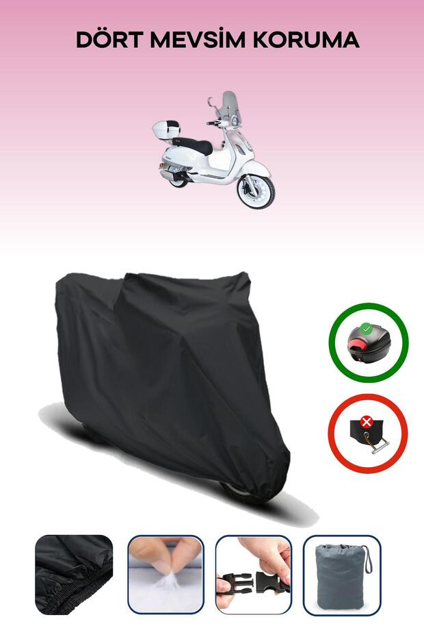 Black Rear Bag Compatible Arora Safari 50 Compatible Motorcycle Tarpaulin Motor Cover