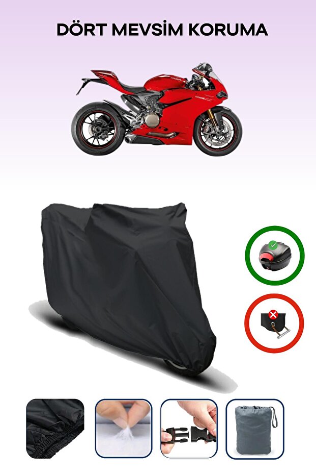 Black Rear Bag Compatible with Ducati Panigale 1299 S Compatible Motorcycle Tarpaulin Motor Cover