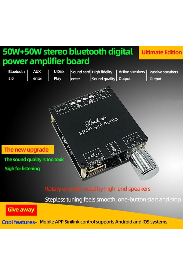 XY-C50L One Set ZK-MT21 2.1Channel Bluetooth Amplifier Board 50Wx2+100W HiFi Subwoofer Stereo Amplif