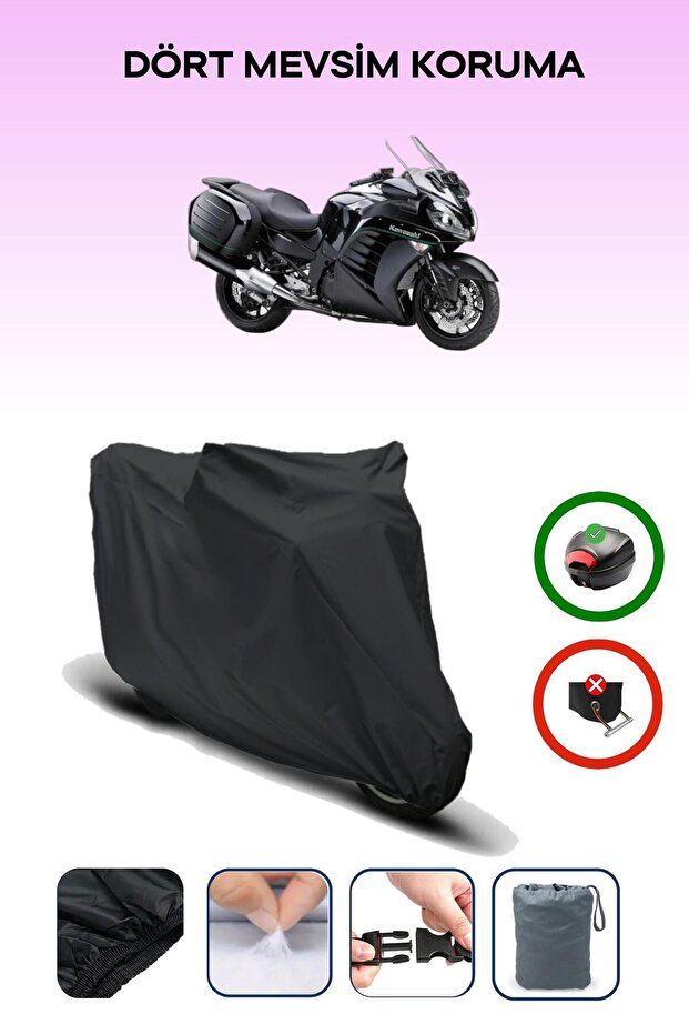 Black Tail Bag Compatible Kawasaki Gtr 1400 Compatible Motorcycle Tarpaulin Motor Cover