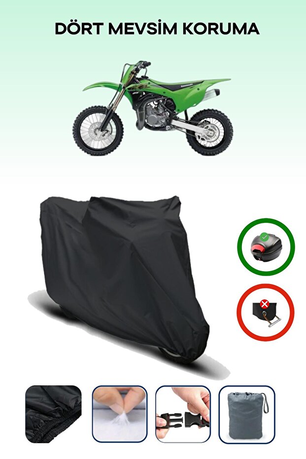 Black Rear Bag Compatible Kawasaki Kx 85 Compatible Motorcycle Canvas Motor Cover