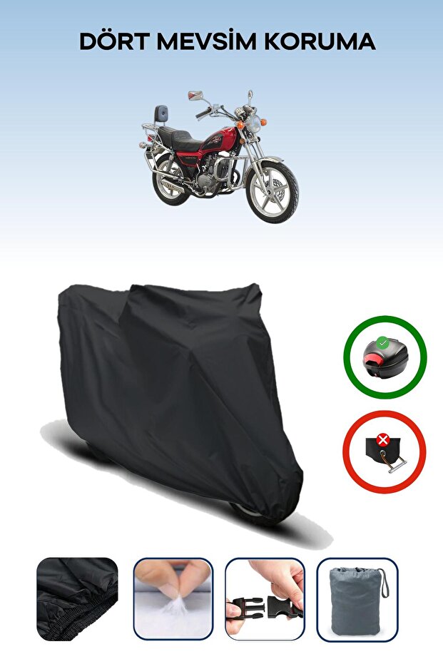 Black Rear Bag Compatible Asya Ultra 150 Compatible Motorcycle Tarpaulin Motor Cover