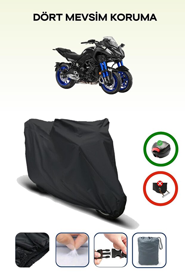 Black Rear Bag Compatible Yamaha Niken Compatible Motorcycle Canvas Motor Cover