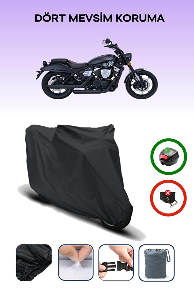 Black Rear Bag Compatible Mondial 250 Nevada Compatible Motorcycle Canvas Motor Cover
