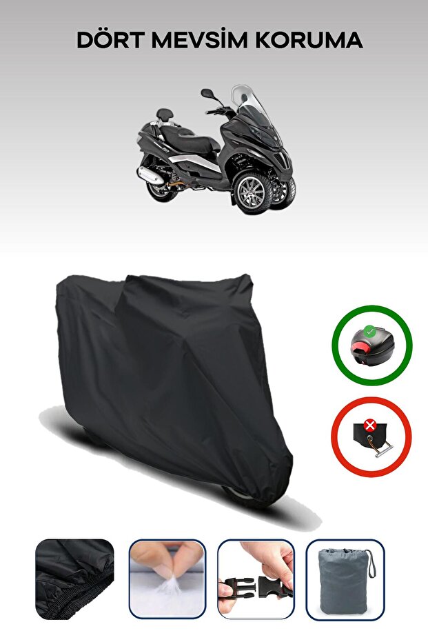Black Rear Bag Compatible Piaggio Mp3 250 Compatible Motorcycle Tarpaulin Motor Cover