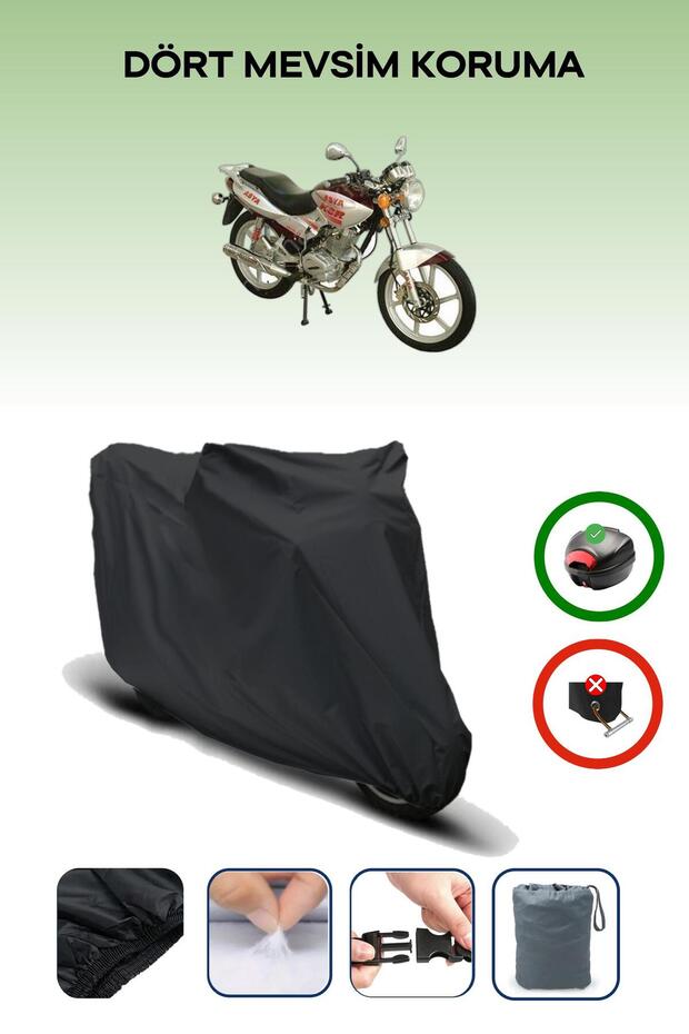 Black Rear Bag Compatible Asia as 150-12 Compatible Motorcycle Tarpaulin Motor Cover