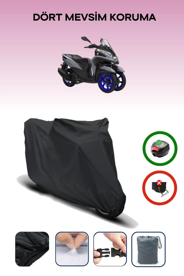 Black Rear Bag Compatible Yamaha Tricity 155 Compatible Motorcycle Canvas Motor Cover