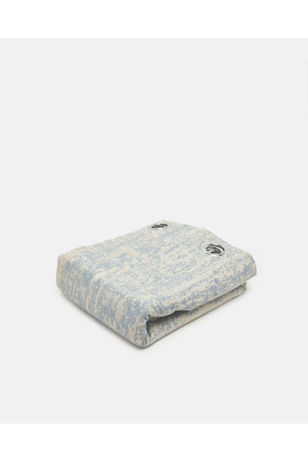 Blue 2 Piece Jacquard Curtain (Without Lining)