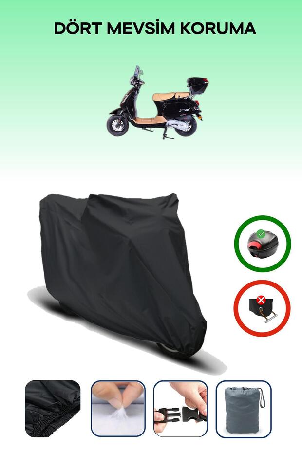 Black Rear Bag Compatible Falcon Cooper 50 Compatible Motorcycle Tarpaulin Motor Cover