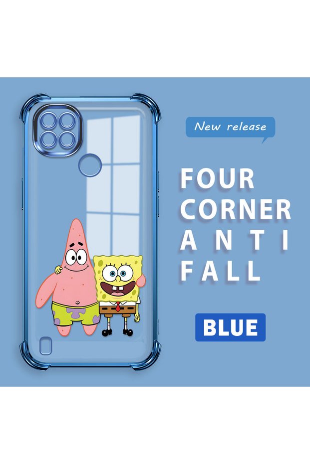 Realme C21 Compatible Childhood Joy Spongebob Transparent Silicone Protective Case