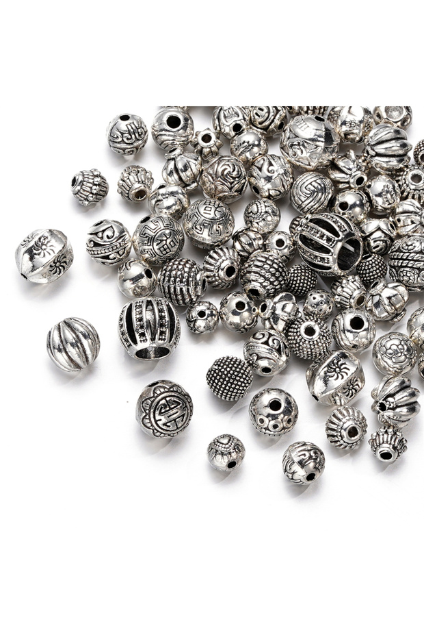 20grams style 08 20/50Grams Ancient Silver Color Alloy Mixed Beads Big Hold Spacer Bead Pendants Cha