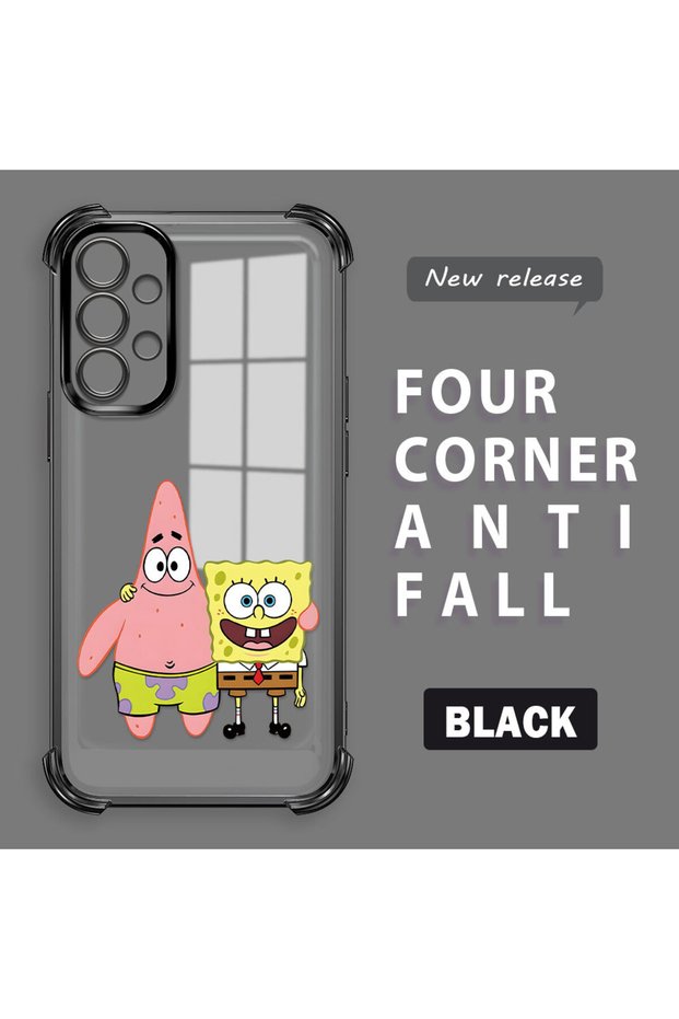 Samsung Galaxy A13 Compatible Childhood Joy Spongebob Transparent Silicone Protective Case