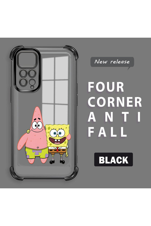 Xiaomi Redmi Note 11 Compatible Childhood Joy Spongebob Transparent Silicone Protective Case