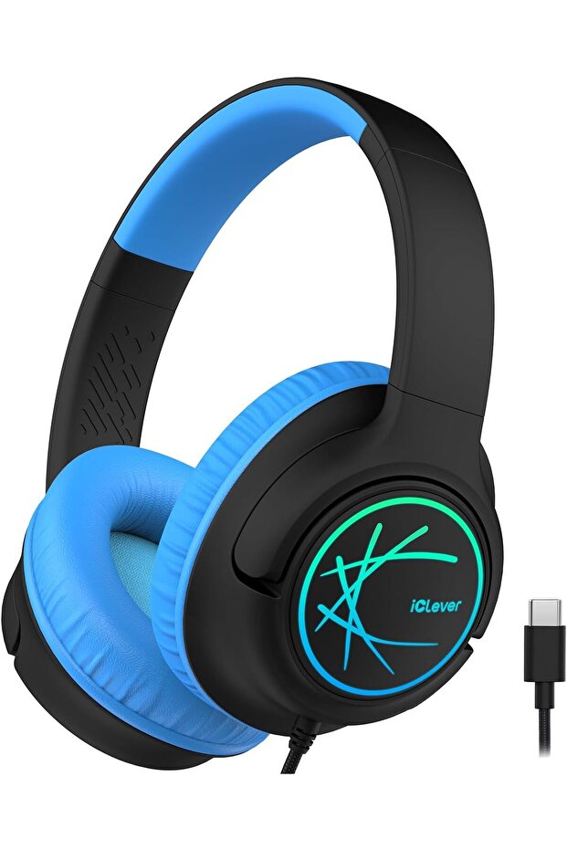 Upgrade USB C Kids Headphones for School, 85dBA Safe Volume, Stereo Sound, Foldable Adjustab