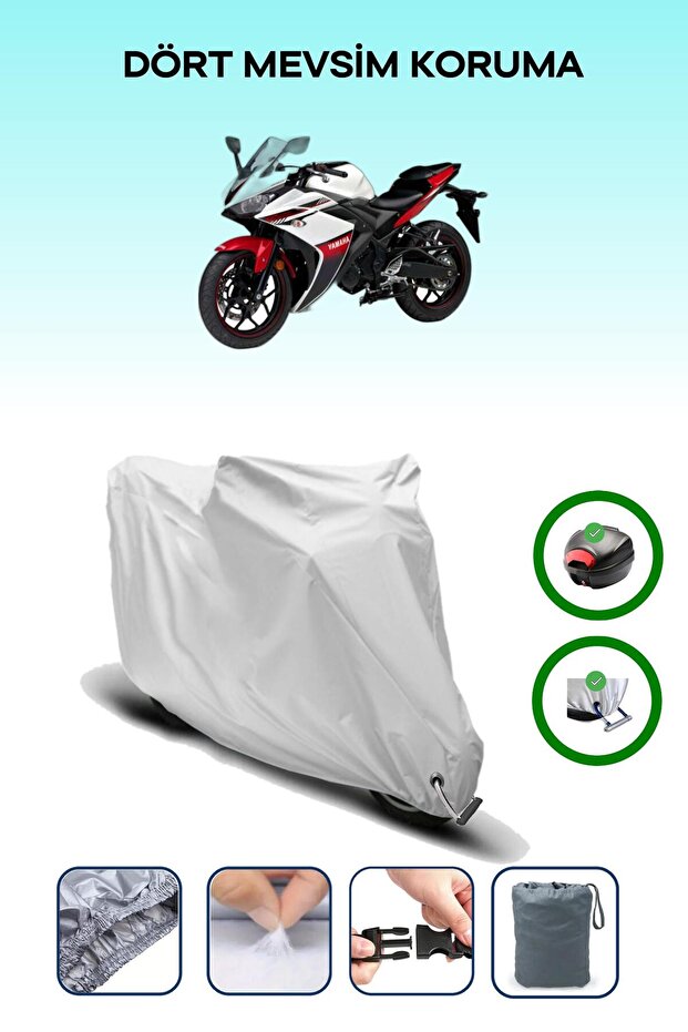 Gray Tail Bag and Lock Compatible Yamaha Yzf R125 Compatible Motor Tarpaulin
