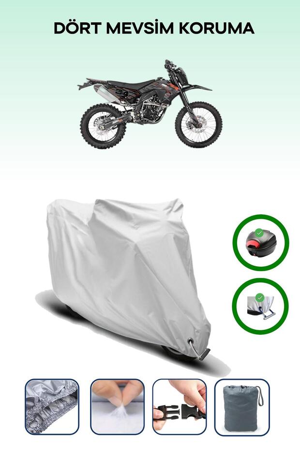 Gray Rear Bag and Lock Compatible Asian Rx 250 Cross Compatible Motorcycle Tarpaulin