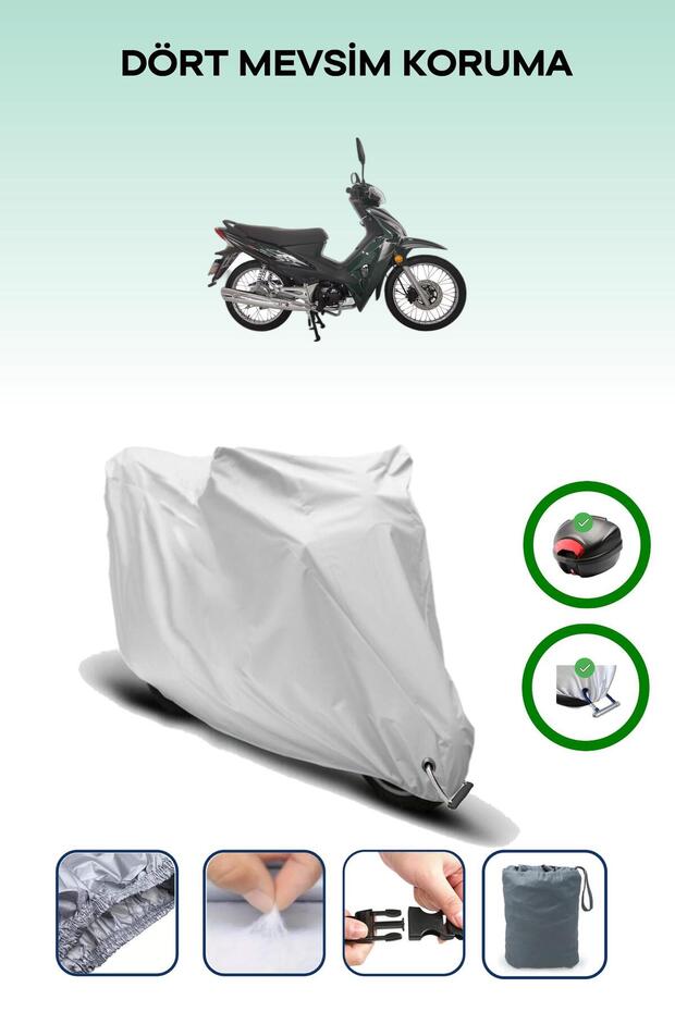 Gray Rear Bag and Lock Compatible Honda Wing-Go Compatible Motorcycle Tarpaulin