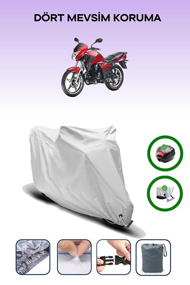 Gray Rear Bag and Lock Compatible Kanuni S125T Compatible Motorcycle Cover