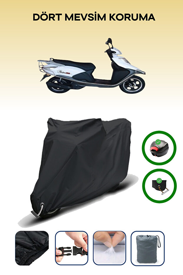 Black Rear Bag and Lock Compatible Kuba Raden 100 Compatible Motorcycle Tarpaulin