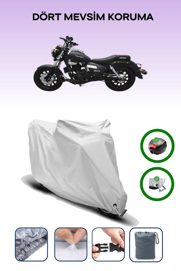 Gray Rear Bag and Lock Compatible Kuba Superlight 200 Compatible Motor Tarpaulin