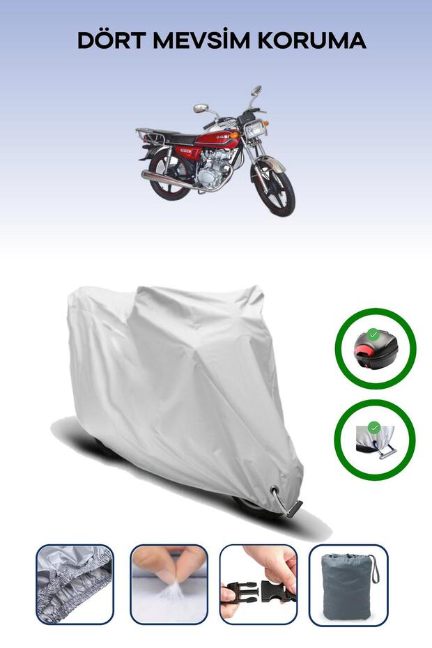Gray Rear Bag and Lock Compatible Kuba Cg 100 Compatible Motorcycle Tarpaulin