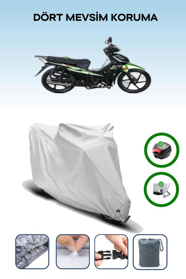 Gray Rear Bag and Lock Compatible Rks Sniper 50 Compatible Motorcycle Tarpaulin