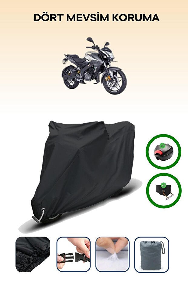 Black Rear Bag and Lock Compatible Bajaj Pulsar Ns 200 Compatible Motorcycle Tarpaulin