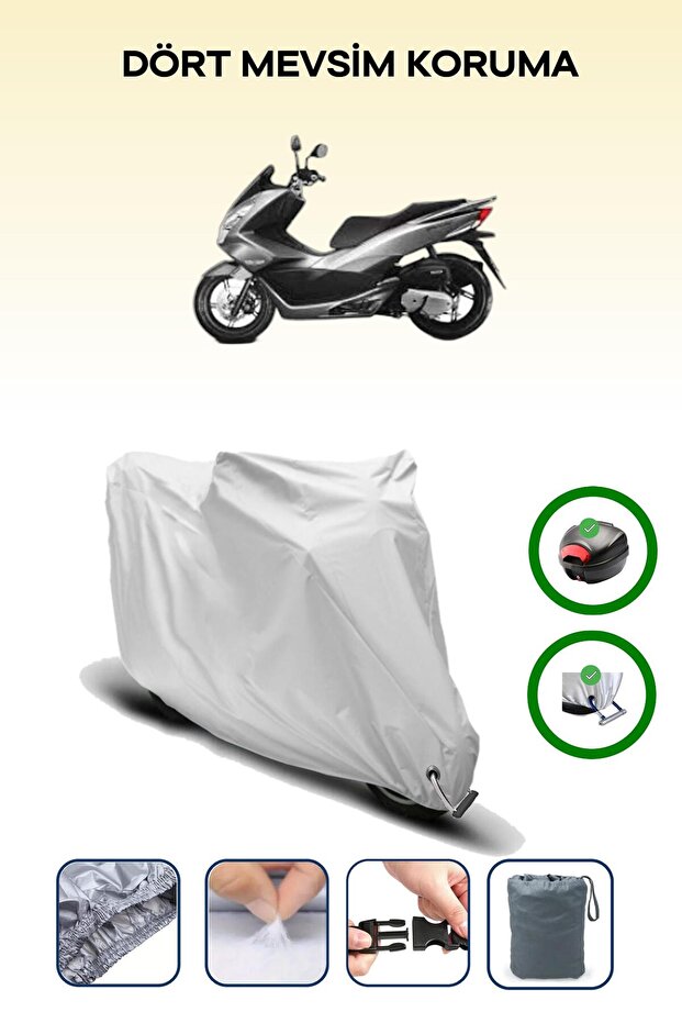 Gray Rear Bag and Lock Compatible Honda Jf 26 Compatible Motor Tarpaulin