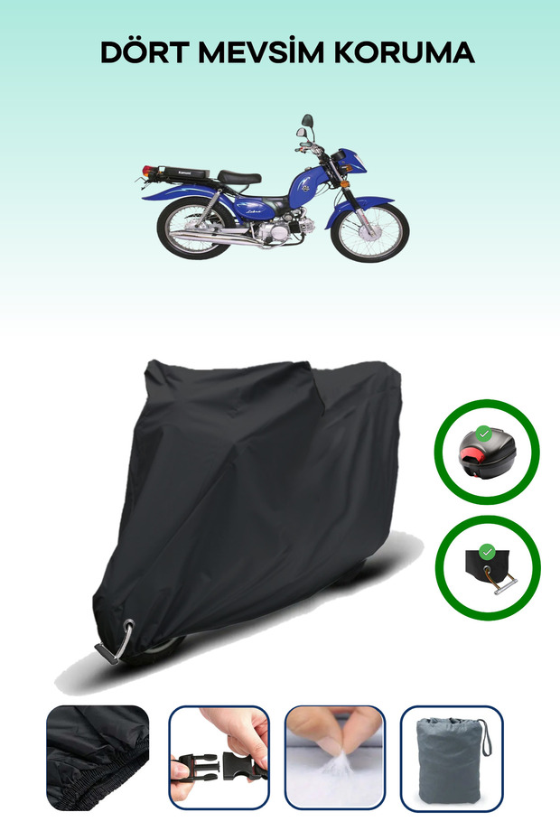 Black Rear Bag and Lock Compatible Kanuni Zebra 90 Compatible Motor Tarpaulin