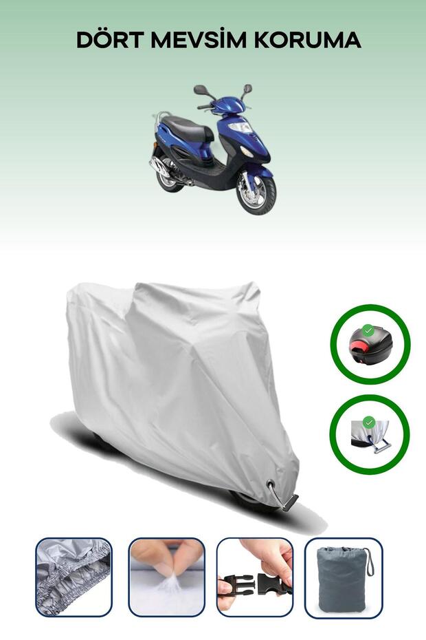 Gray Rear Bag and Lock Compatible Kymco Movie XL 150 Compatible Motorcycle Tarpaulin