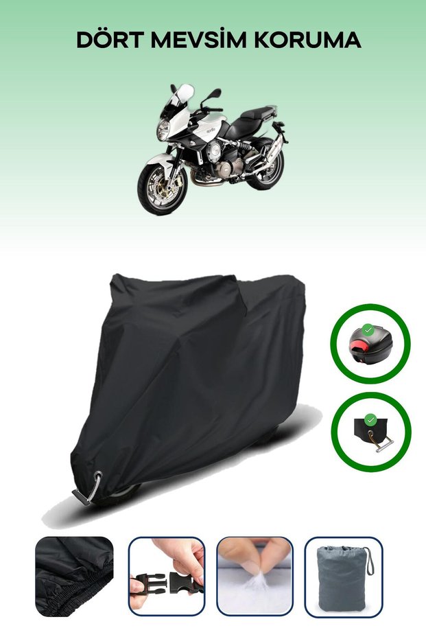 Black Rear Bag and Lock Compatible Aprilia Mana 850 Gt Abs Compatible Motorbike Tarpaulin