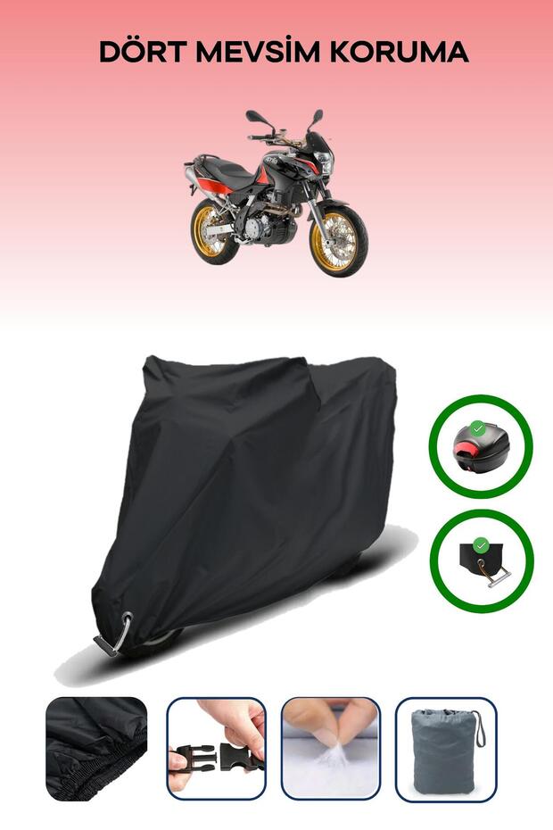 Black Rear Bag and Lock Compatible Aprilia Pegaso 650 Compatible Motorcycle Tarpaulin