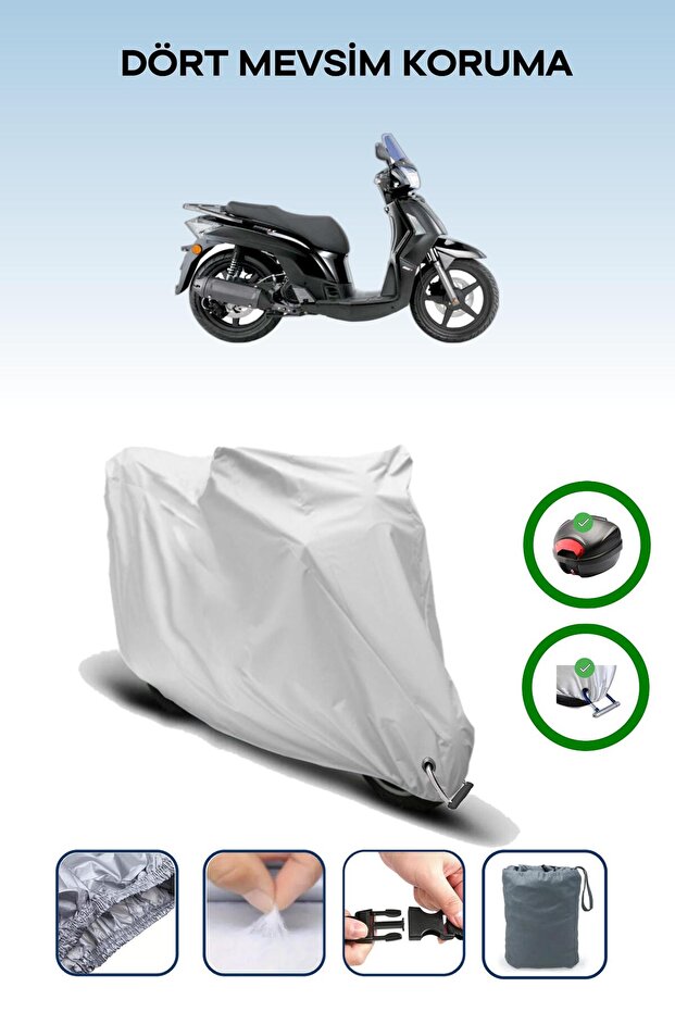 Gray Rear Bag and Lock Compatible Kymco People S 200I Compatible Motorcycle Cover