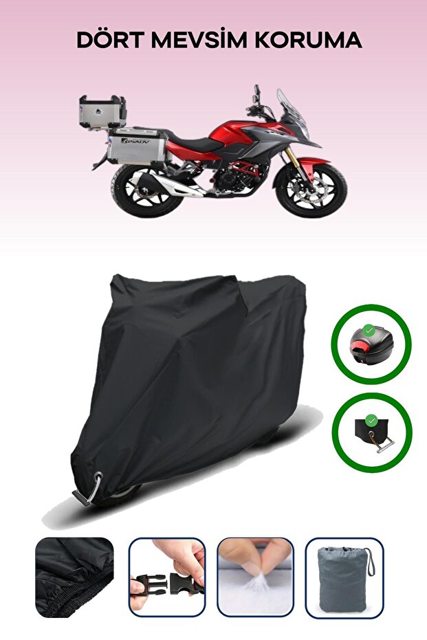 Black Rear Bag and Lock Compatible Rks Trv242 Compatible Motorcycle Tarpaulin