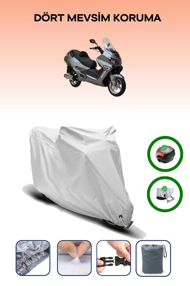 Gray Rear Bag and Lock Compatible Asian Armada 250 Compatible Motor Tarpaulin