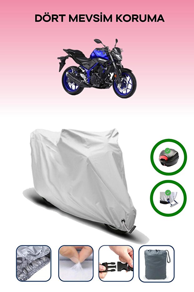 Gray Tail Bag and Lock Compatible Yamaha Mt-25 Compatible Motorcycle Tarpaulin
