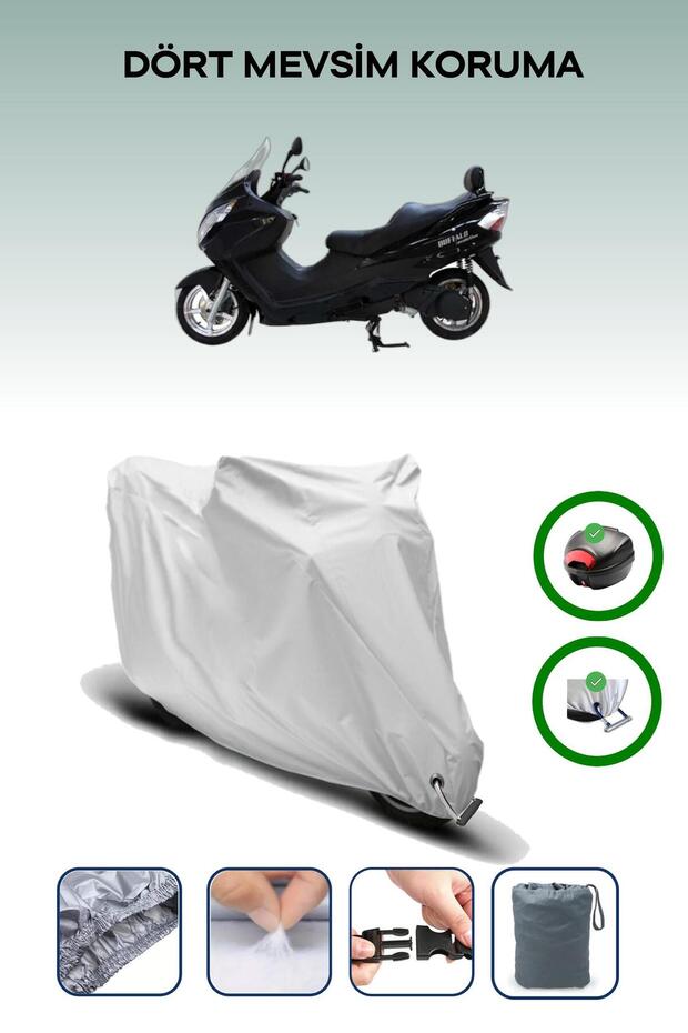 Gray Rear Bag and Lock Compatible Mondial 250 Buffalo Compatible Motorcycle Tarpaulin