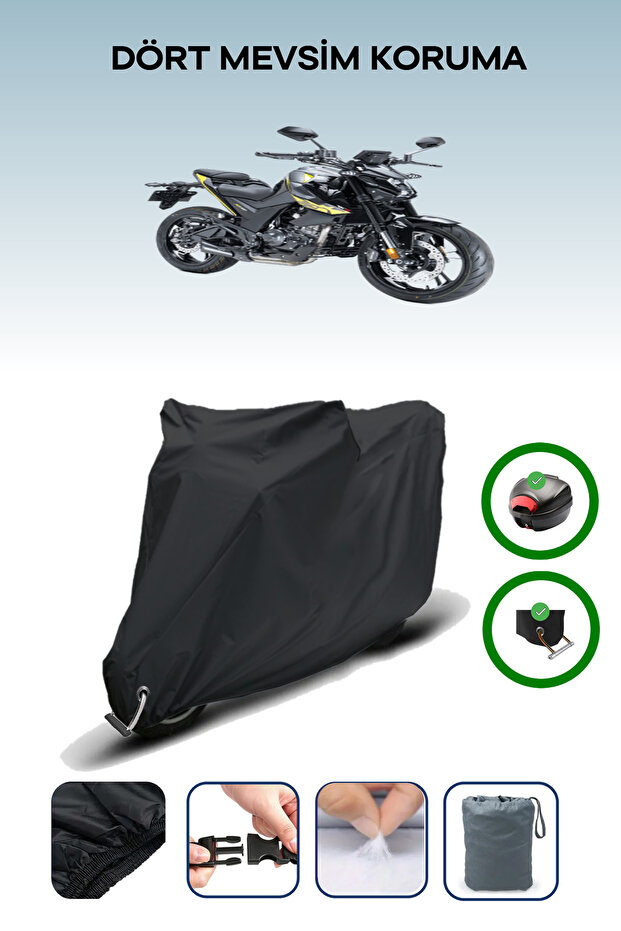 Black Rear Bag and Lock Compatible Rks Rz 125 Compatible Motorcycle Tarpaulin