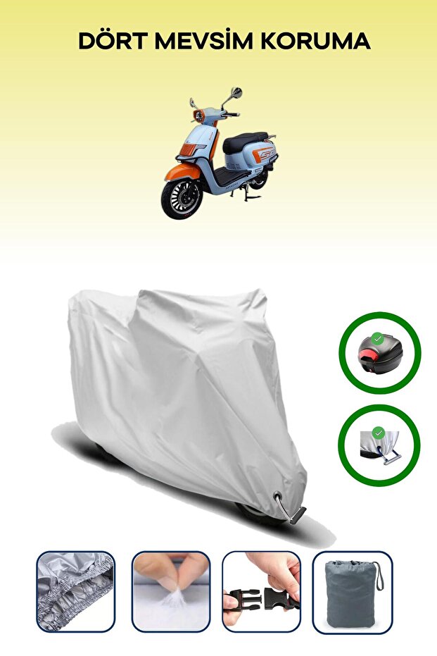 Gray Rear Bag and Lock Compatible Apachi Beauty 50 Compatible Motorcycle Tarpaulin