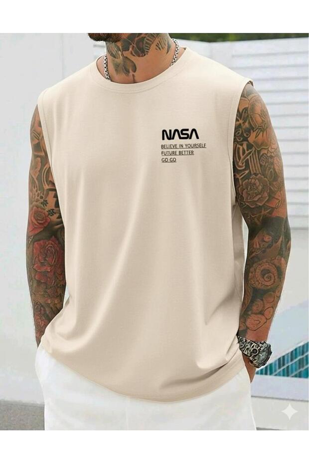 Nasa Believe B Printed Men's Zero Arm Athlete Sleeveless T-Shirt